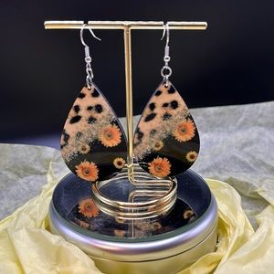 Handmade New - Sunflower print sublimation earrings.